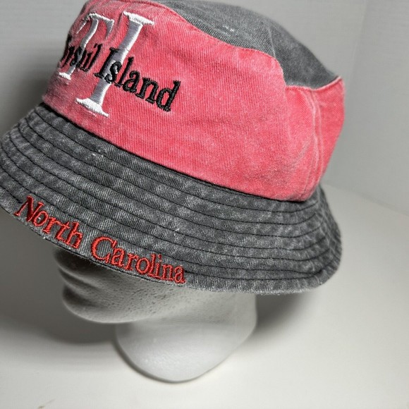 Topsail Island Bucket Hat Unisex, ￼OS /Red-Black /Stone Wash - NC Beach - Picture 5 of 10